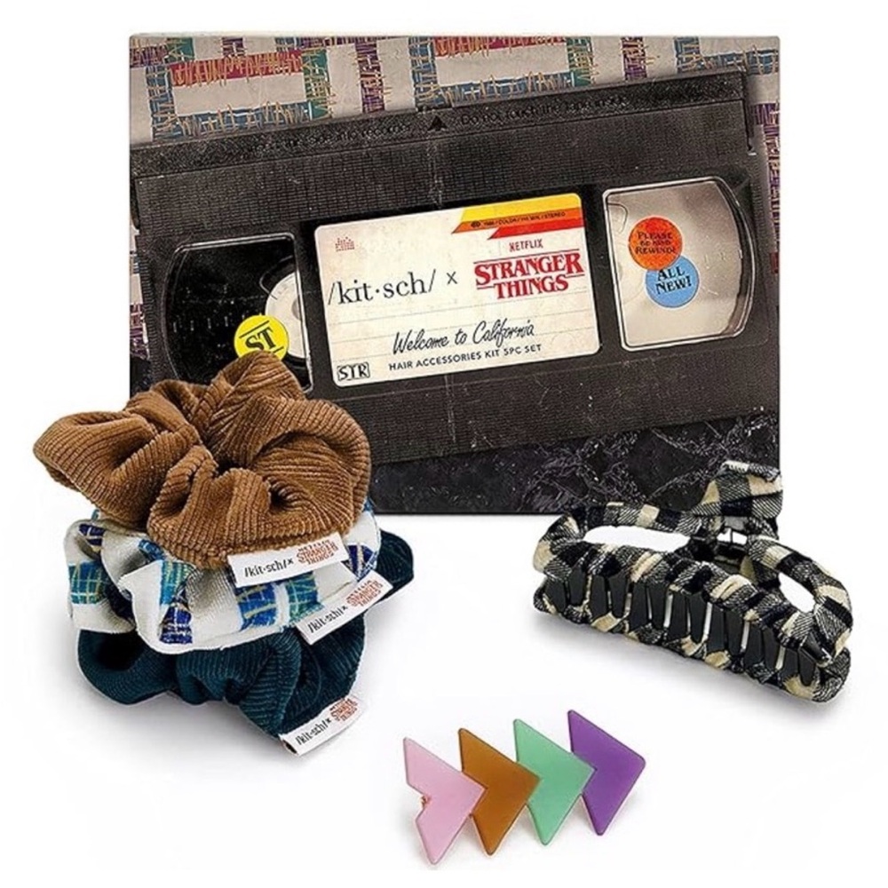 Stranger Things Kitsch 5PC Hair‎  Accessories Set NEW Scrunchies Claw Clip
